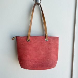 Talbots Orange Woven Tote Shoulder Bag